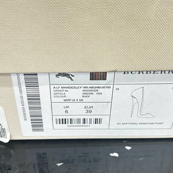 Burberry black leather pointed toe pumps size 39 - Picture 8 of 8